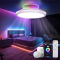 18' Bladeless Ceiling Fans, Low Profile Ceiling Fan with Light, Smart RGB Ceiling Light Fixture Support Alexa with Voice/Remote/APP Control, Modern led Ceiling Light Flush Mount, White