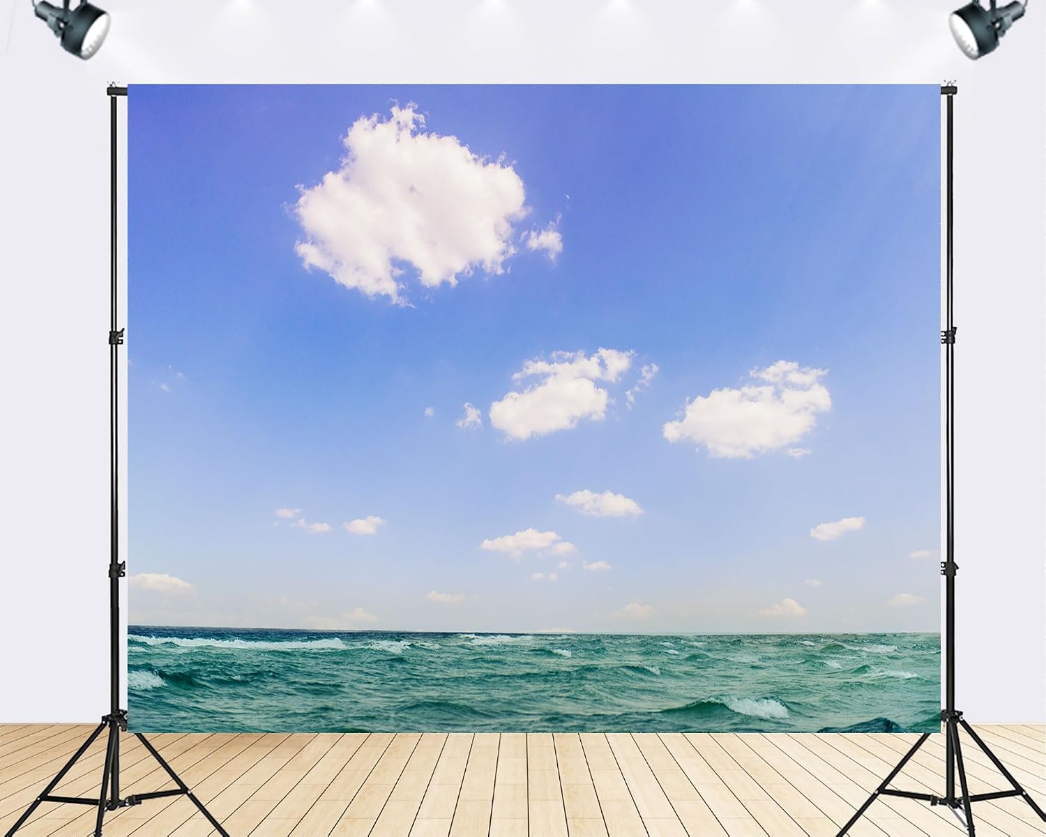 Trykid 20x10ft Clear Blue Ocean Backdrop Fresh Bright Airy Lively Inspired Photography Background for Wedding Bridal Shower Event Decor Party Decoration Photo Booth Prop Fabric