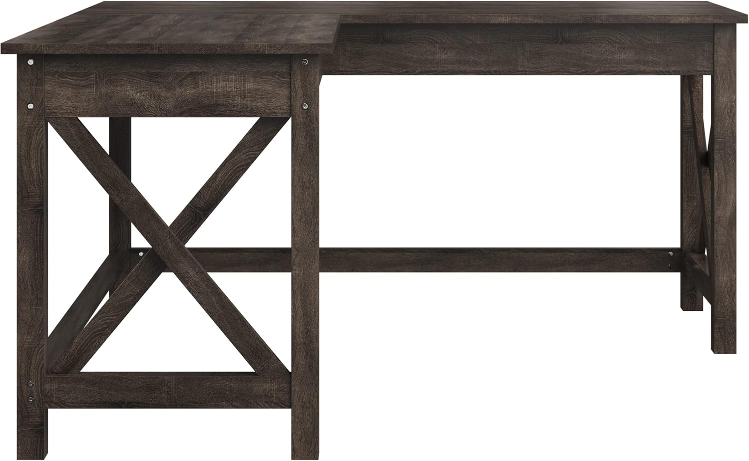 Lavish Home 59' L-Shaped Desk – Corner Computer Desk for Home Office, Space-Saving Workstation with X-Frame Legs, Writing or Craft Desk for Small Spaces (Dark Gray)