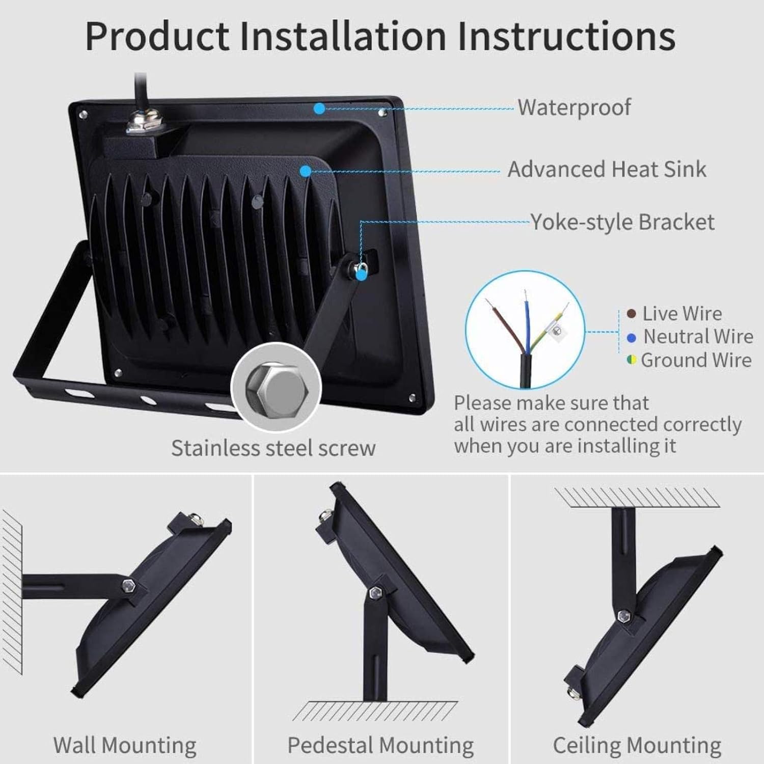 Solar Flood Lights Led Outdoor Floodlight,50W Waterproof Ip65,4000Lm,Warm White, Bright Security Spotlight for Garden, Square, Billboard,