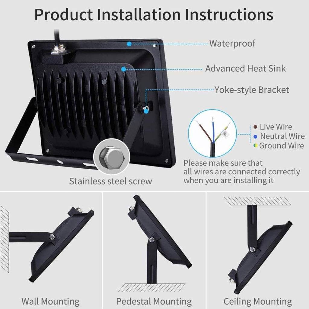 Solar Flood Lights LED Outdoor Floodlight,50W Waterproof Ip65,4000Lm,Warm White, Bright Security Spotlight for Garden, Square, Billboard