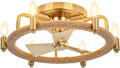 Parrot Uncle Ceiling Fans with Lights and Remote, Gold Chandelier Ceiling Fan with Light for Bedroom, Flush Mount Farmhouse Ceiling Fans Indoor Outdoor, Reversible 3 Blades, Noiseless, ETL