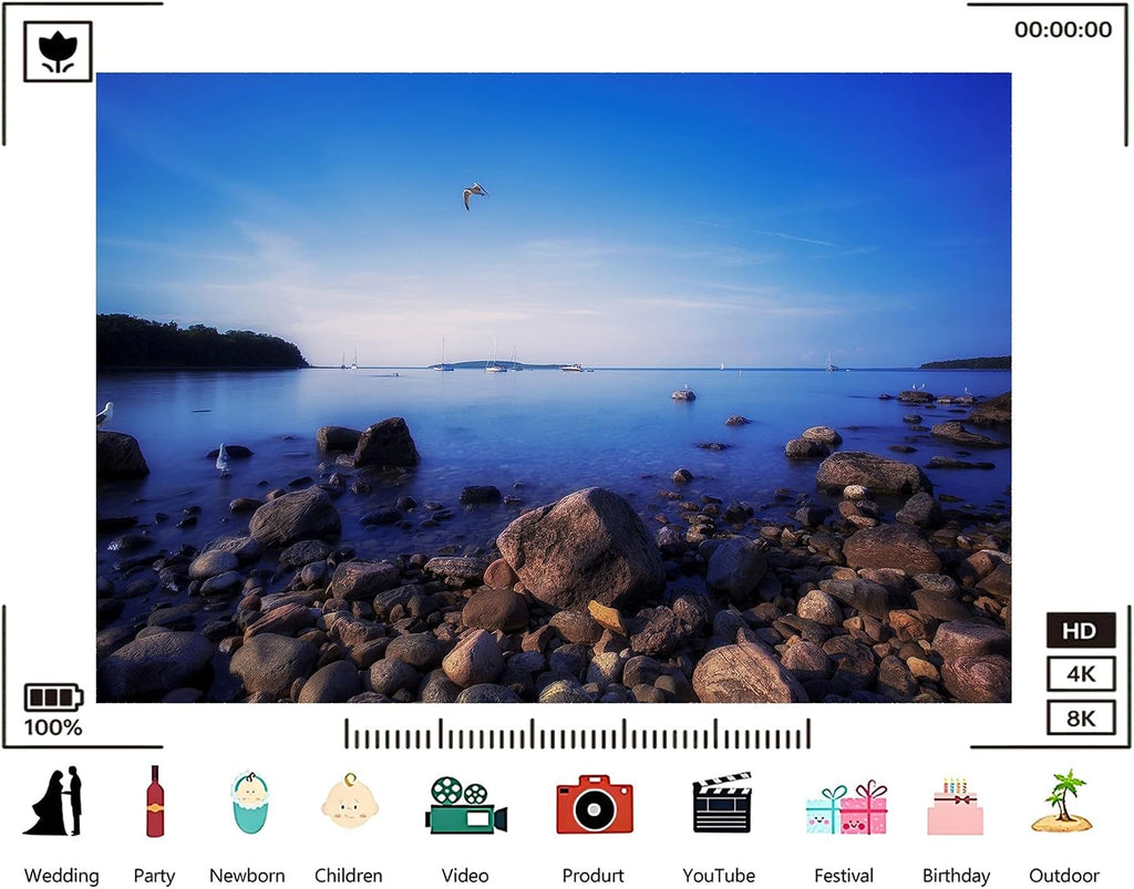 Trykid 20x10ft Smooth Boulders Seagulls Backdrop Calm Bay with Sailboats Drifting and Clear Blue Water Photography Background Coastal Tranquility Party Decoration Photo Booth Prop Fabric