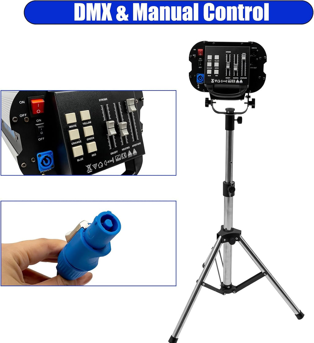 440W Stage Spotlight, 20R LED Spotlight Follow Spot Light, Stage Light Color Adjustable DJ Stage Spotlight with Stand, 3.94-4.99ft Height Adjustable, 23° Beam Angle, DMX & Manual Control
