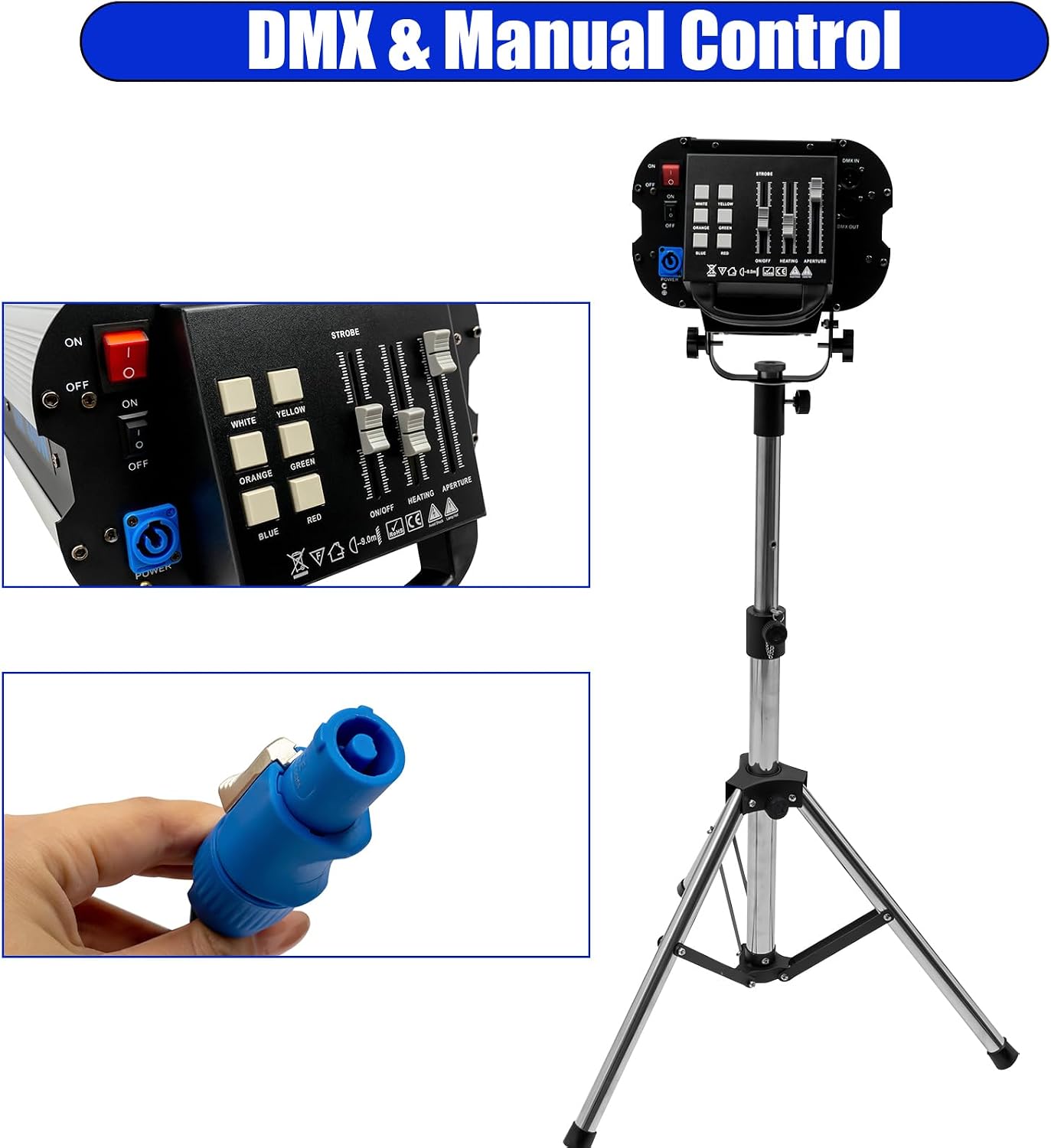 440W Stage Spotlight, 20R LED Spotlight Follow Spot Light, Stage Light Color Adjustable DJ Stage Spotlight with Stand, 3.94-4.99ft Height Adjustable, 23° Beam Angle, DMX & Manual Control