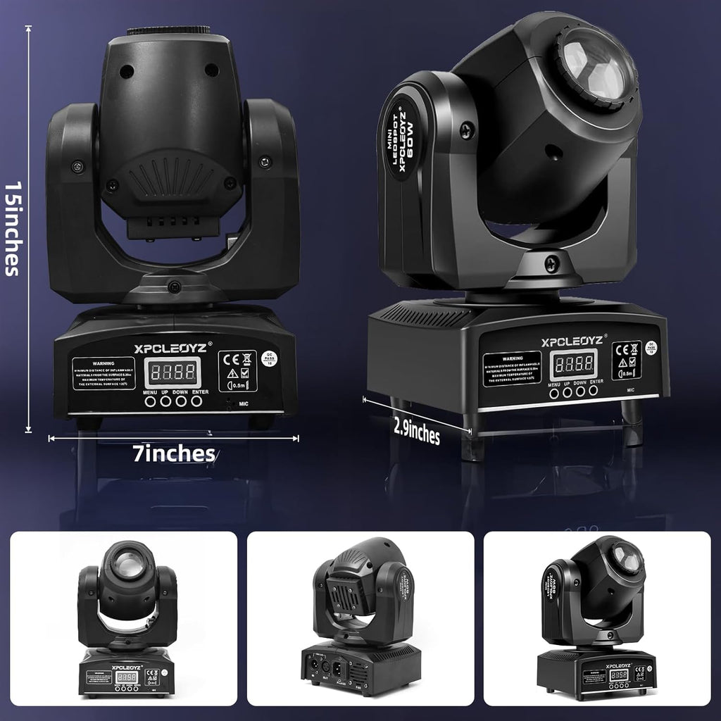 Stage Lights Moving Head Lights 8 Gobos 8 Colors 11 Channels 60W Spotlights DMX 512 with Sound Activated for Wedding DJ Party Stage Lighting 2PCS