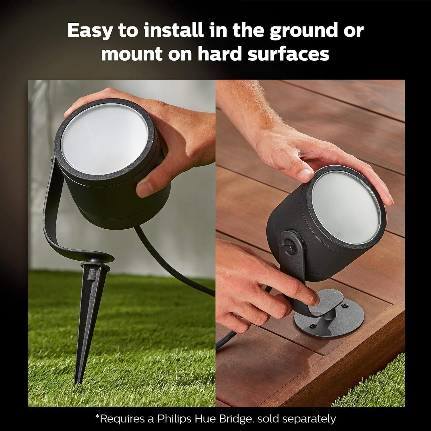 Philips Hue Lily XL Outdoor Smart Spot Light - White & Color Ambiance LED Walkway Lights - Low Voltage Lighting - 1 Pack - Requires Bridge and Power Supply - Control with App and Voice - Weatherproof