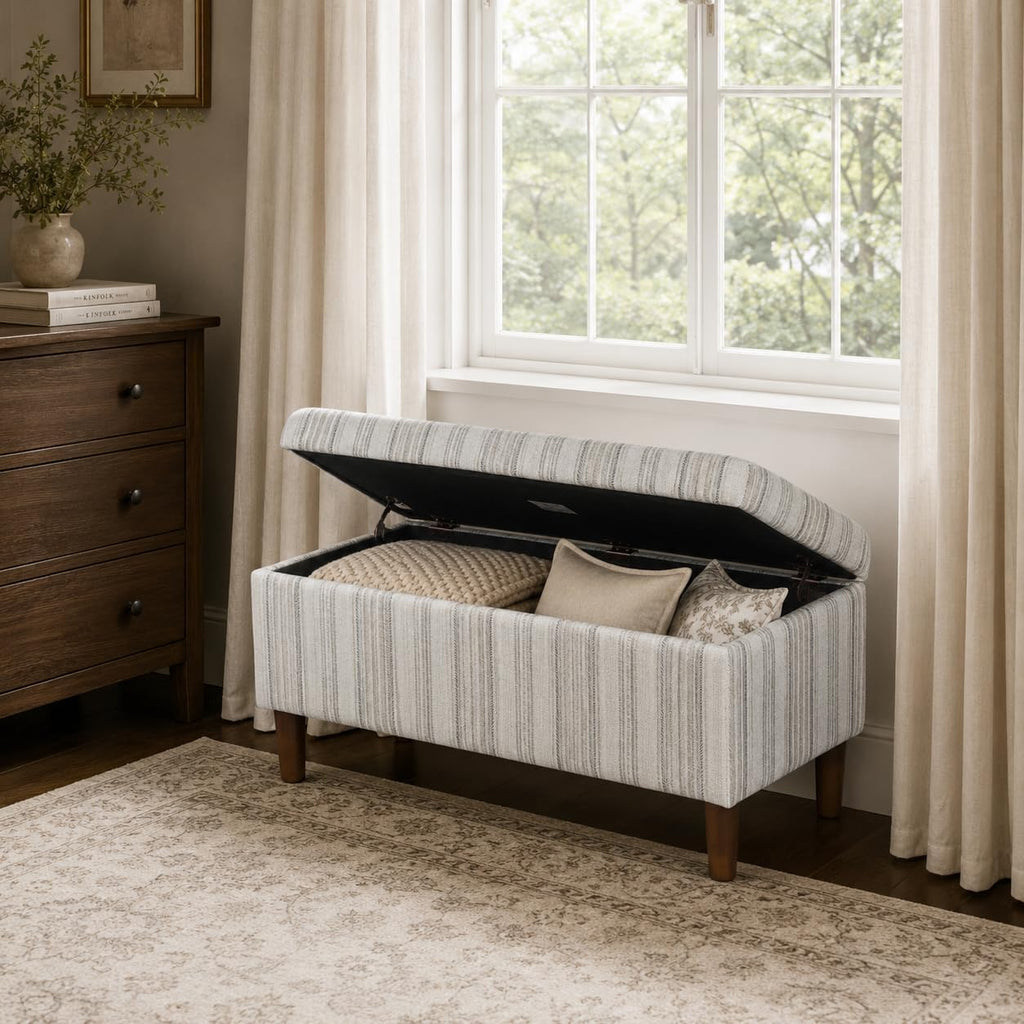HomePop Malmo 36' Storage Bench - Gray Striped Pattern