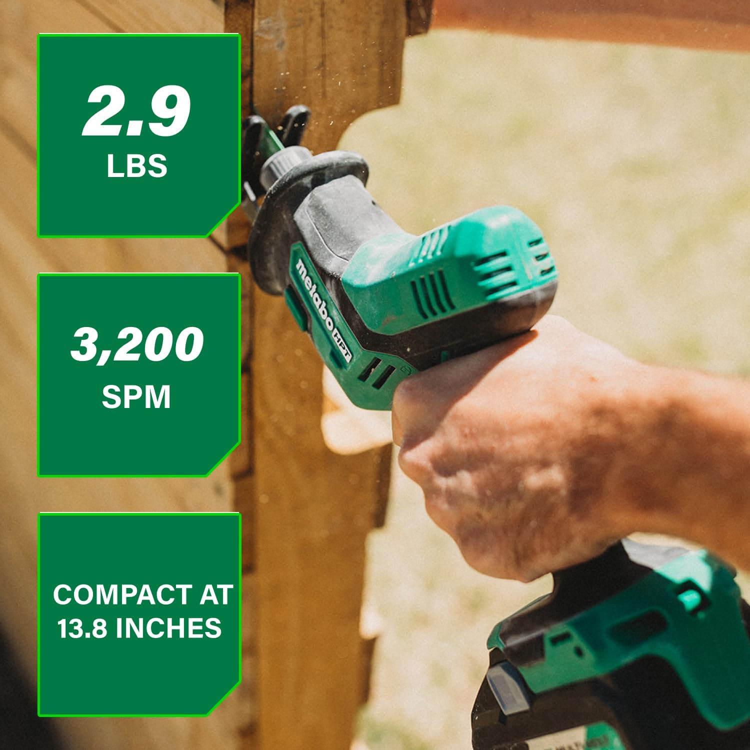 Metabo HPT 18V Cordless One-Handed Reciprocating Saw, Lightweight Design, Compact Saw Size, High-Speed 3,200 Strokes Per Minute, Versatile Blade Compatibility, LED Light, CR18DAQ4