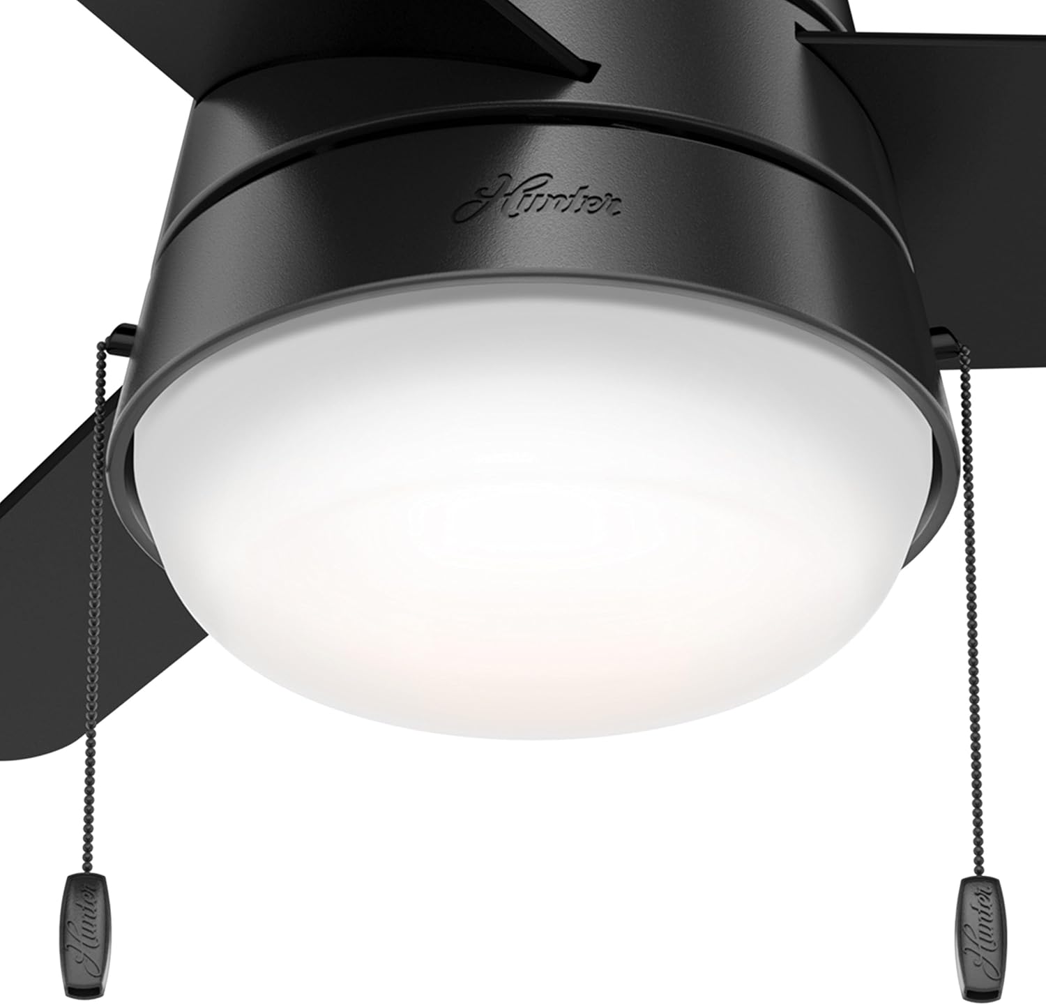Hunter Fan 36 Inch Matte Black Indoor Ceiling Fan with Light and Pull Chain for Bedroom, Kitchen, Living Room (Renewed)