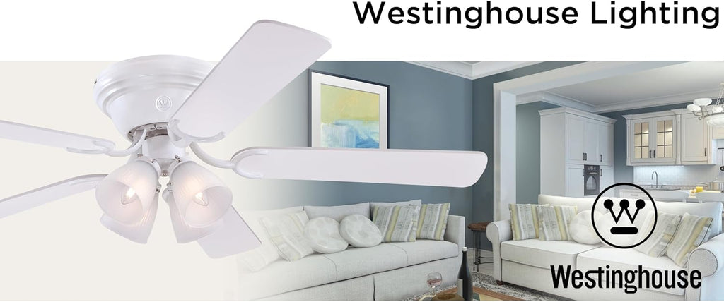 Westinghouse 7232300 CONTEMPRA IV Indoor Ceiling Fan with Light, 52 Inch, WHITE