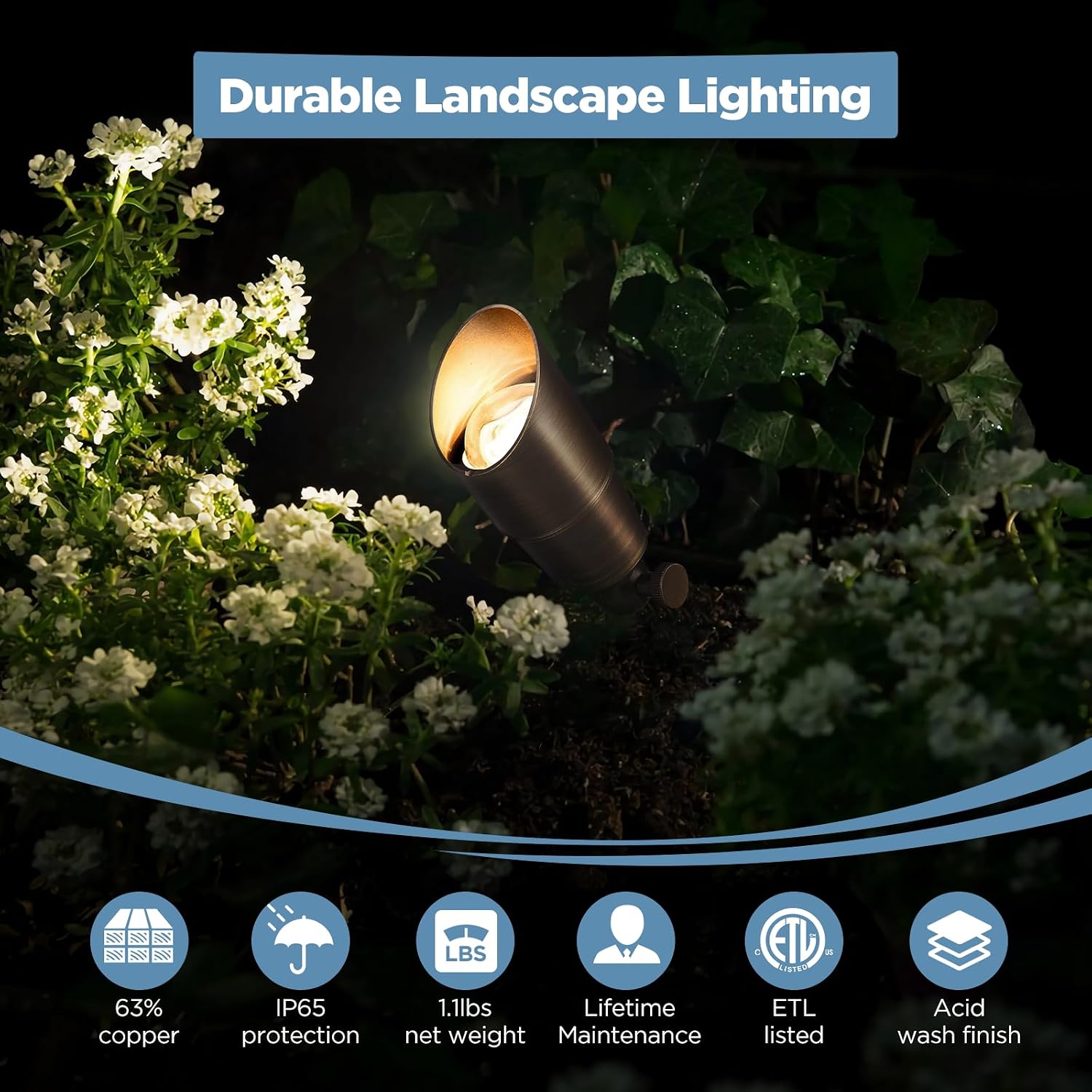 Gardencoin Solid Brass Outdoor Landscape Spotlights, 12V Heavy Duty LED Low Voltage Landscape Spot Light for Garden and Yard Uplighting, Bronze Accent Lighting Fixture Without MR16 Bulb, 4 Pack