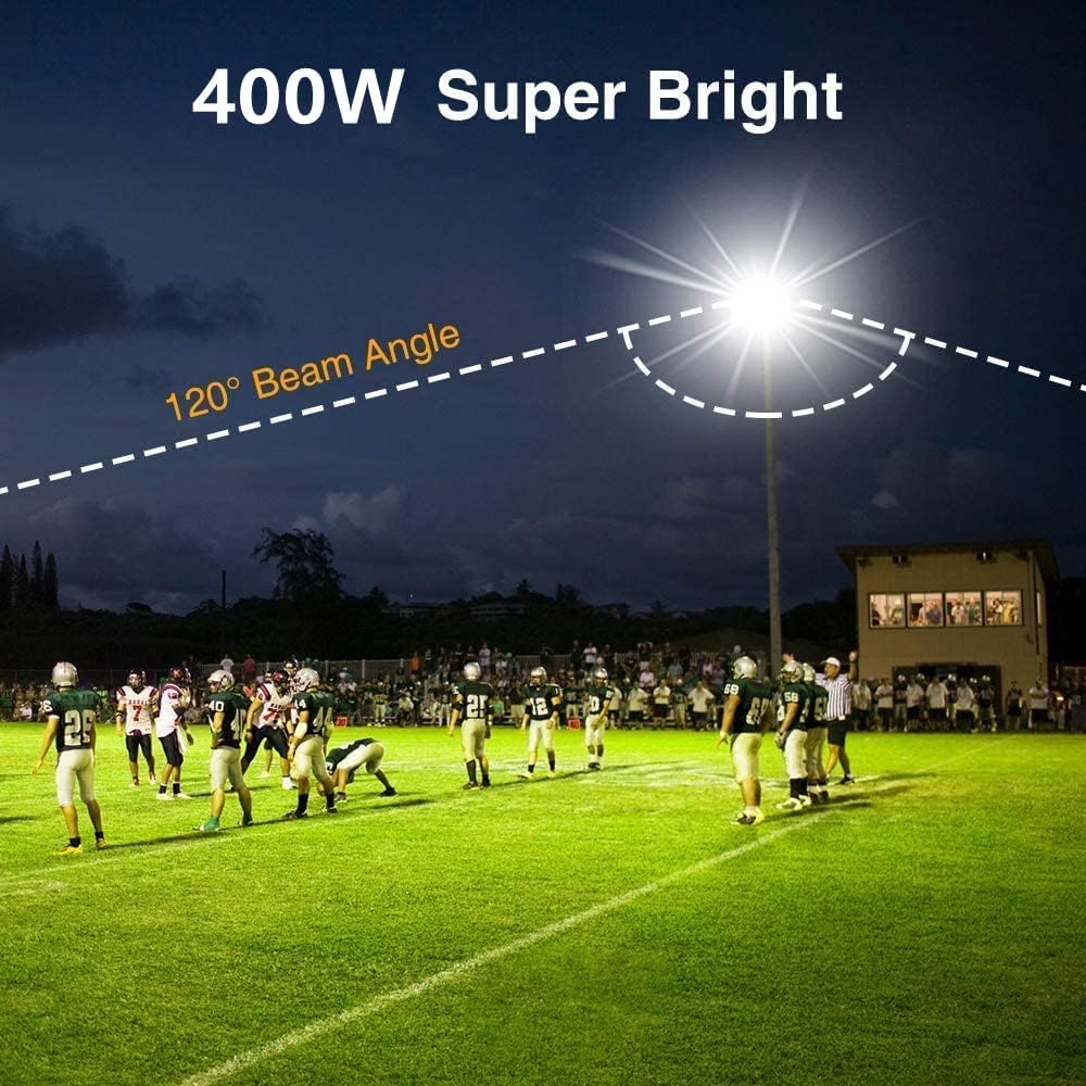 XYCN 2pack 400W LED Flood Lights Outdoor, 5000K Daylight White 50000LM Super Bright LED Arena Lights 100-277V IP66 Waterproof Commercial Lighting for Sports, Fields, Stadiums