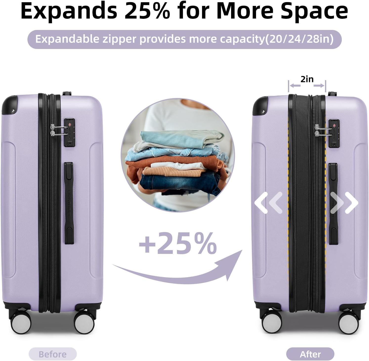 LARVENDER Luggage Sets 6 Piece Suitcases with Wheels, Expandable Suitcase Set ABS Hard Shell Luggage for Women with TSA Lock Double Spinner Wheels (Black Brown, 6 Piece Set)