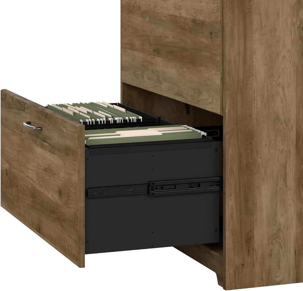 Bush Home Cabot 2 Drawer Lateral File Cabinet in Reclaimed Pine, Home Office Chest for Letter, Legal, and A4-size Document Storage