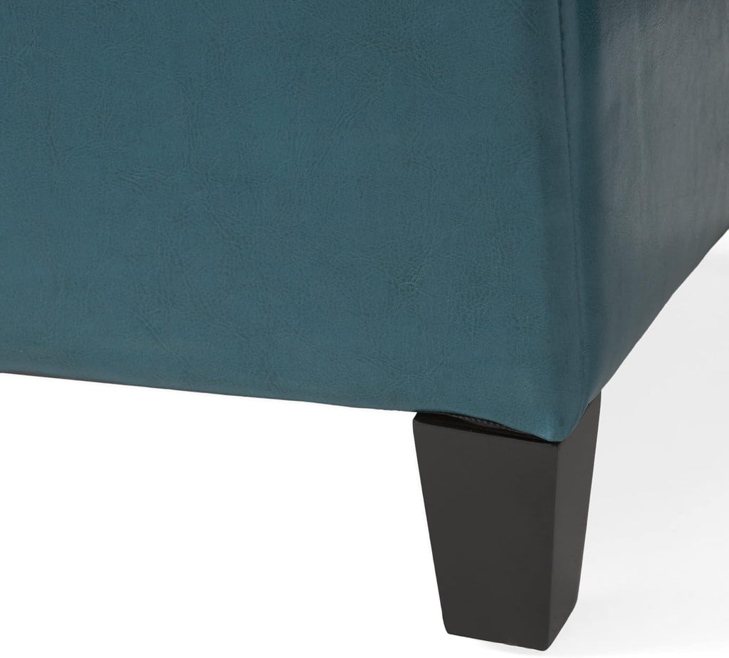 Christopher Knight Home Glouster PU Storage Ottoman, Teal 17. 50D x 51. 25W x 16. 25H