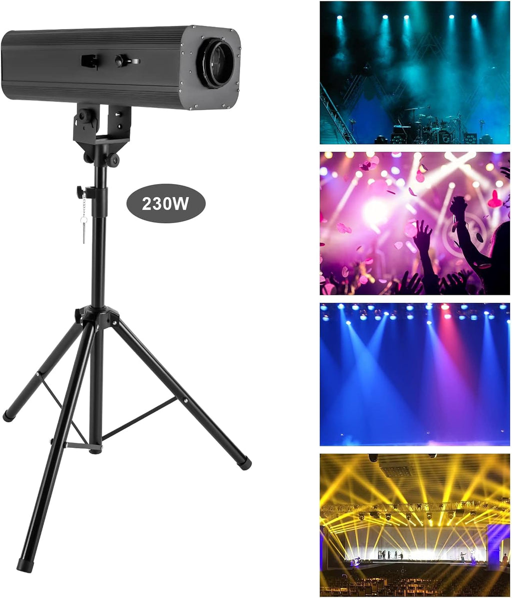 TFCFL 230W Stage Spotlight LED Follow Spotlight Manual Control Spot Light with Tripod Stand Adjustable Aperture DJ Wash Light for Disco Party Clubs Wedding Stage Effect
