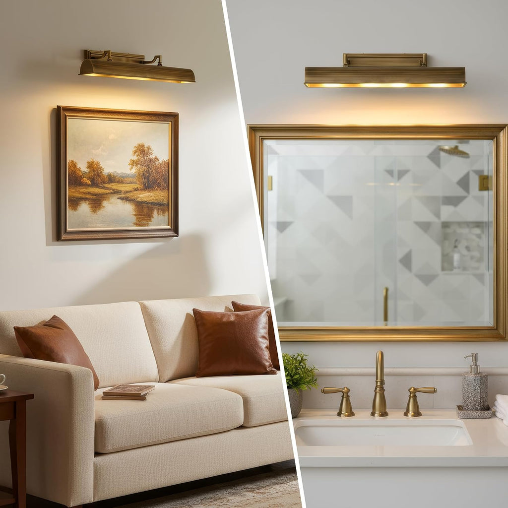 24in Modern Brass Picture Lights for Wall Hardwired, 4 Light Gold Wall Picture Light for Above Picture Frame, Accent Light for Living Room, Bookcase, Library Display E12 Base No Bulbs