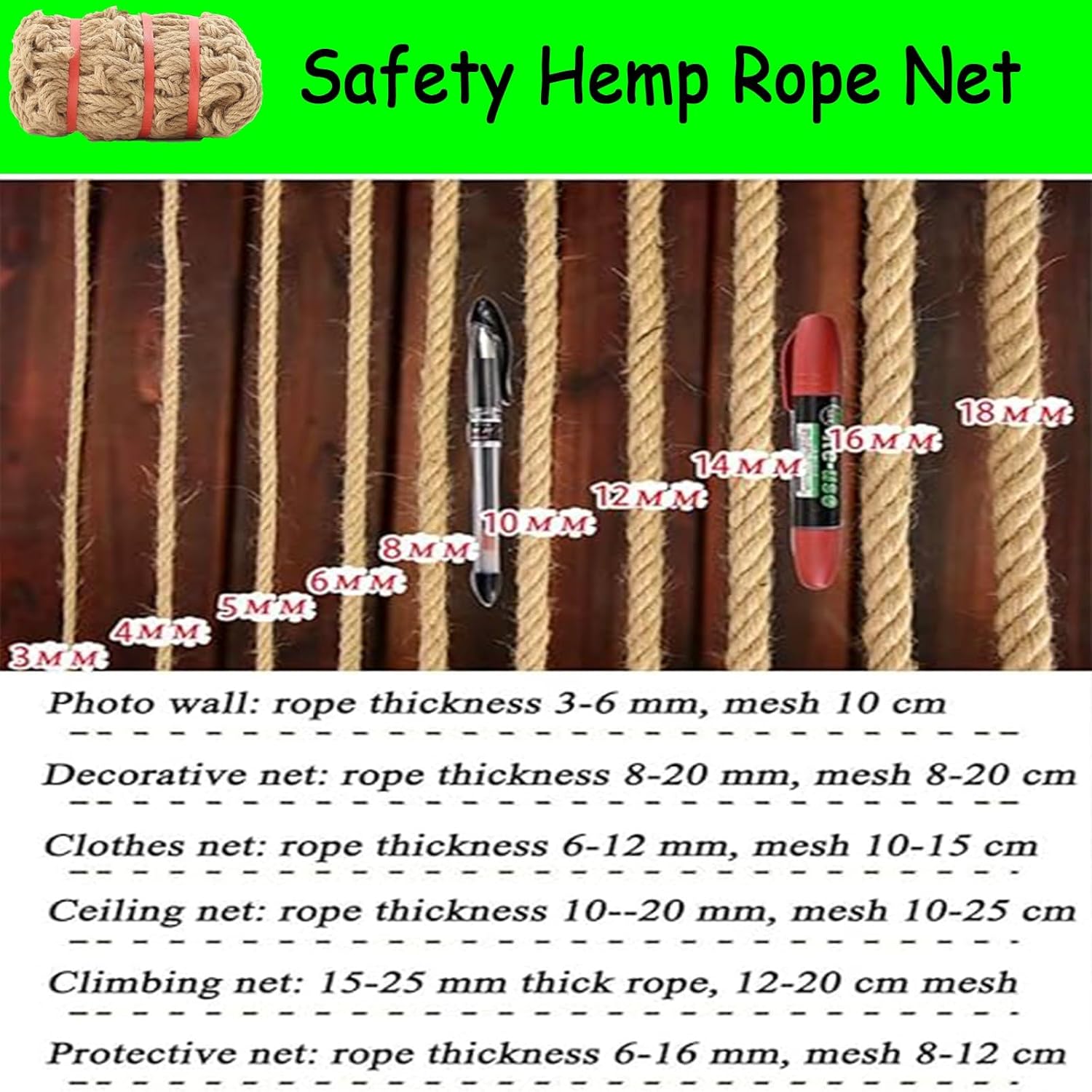 Versatile Climbing Safety Net for Kids - 10x13FT Anti-Fall Fence for Tree Houses, Stairs, Balconies, and Railings - Child Safety Protection Netting