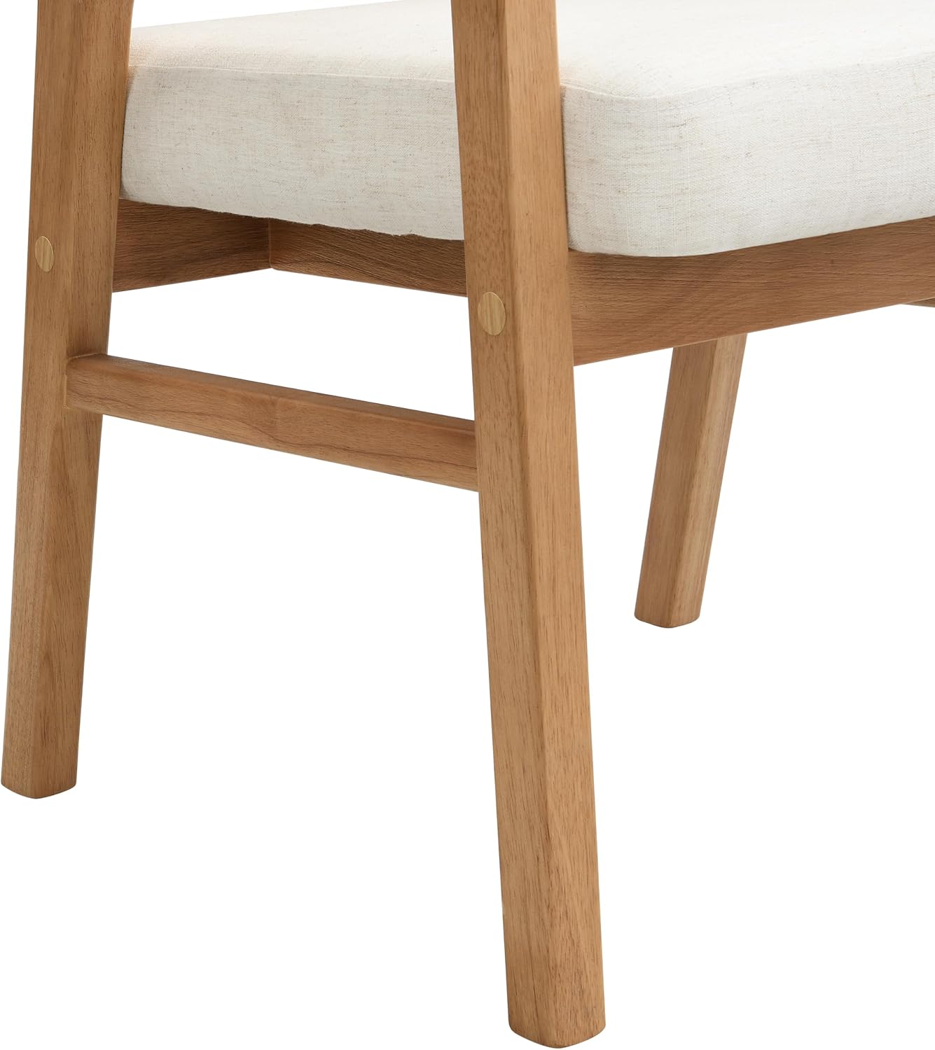 Christopher Knight Home Faritel Modern Wooden Dining Chairs Set of 2, Fabric Upholstered Kitchen Side Armchairs, Living Room Comfy Reading Chair with Curved Rattan Back, Natural Oak+Beige