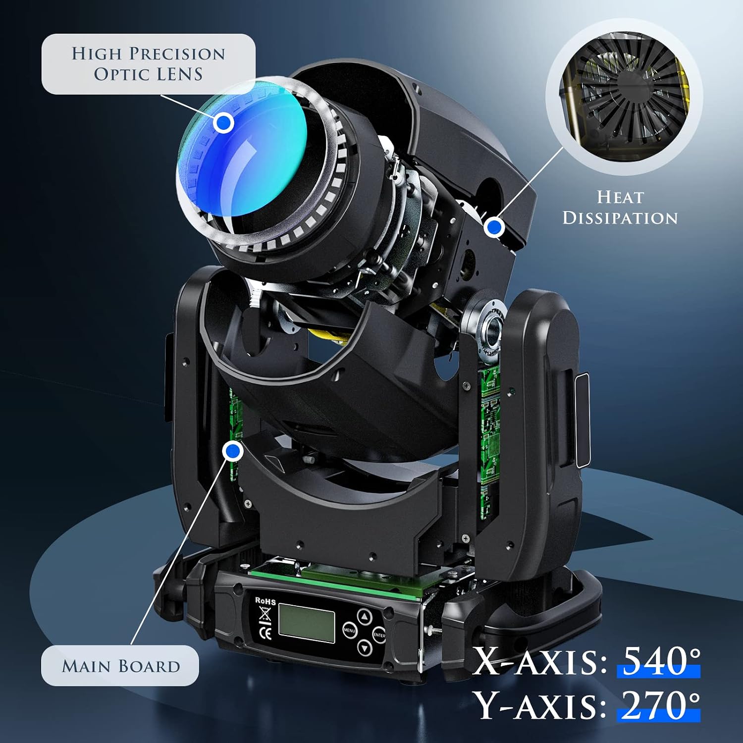 U`King 4Pcs 150W Moving Head Lights DJ Lights Spotlights 15 Gobos 13 Colors 16 Channels DMX 512 with Sound Activated for Stage Lighting Wedding Party