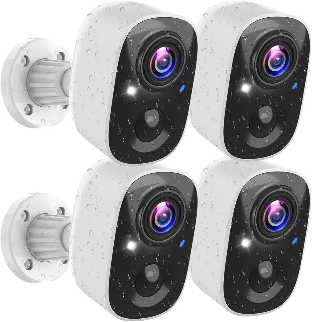 MaxiViz Security Cameras Wireless Outdoor (4 Pack), Battery Powered Cameras for Home Security with AI Motion Detection, 2K Color Night Vision, 2-Way Talk, IP66 Weatherproof, SD/Cloud Storage