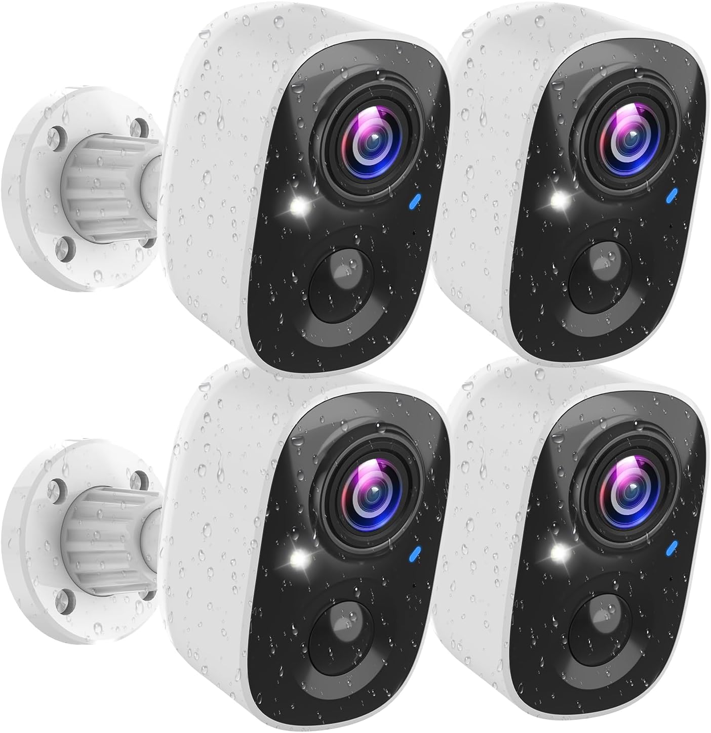 MaxiViz Security Cameras Wireless Outdoor (4 Pack), Battery Powered Cameras for Home Security with AI Motion Detection, 2K Color Night Vision, 2-Way Talk, IP66 Weatherproof, SD/Cloud Storage