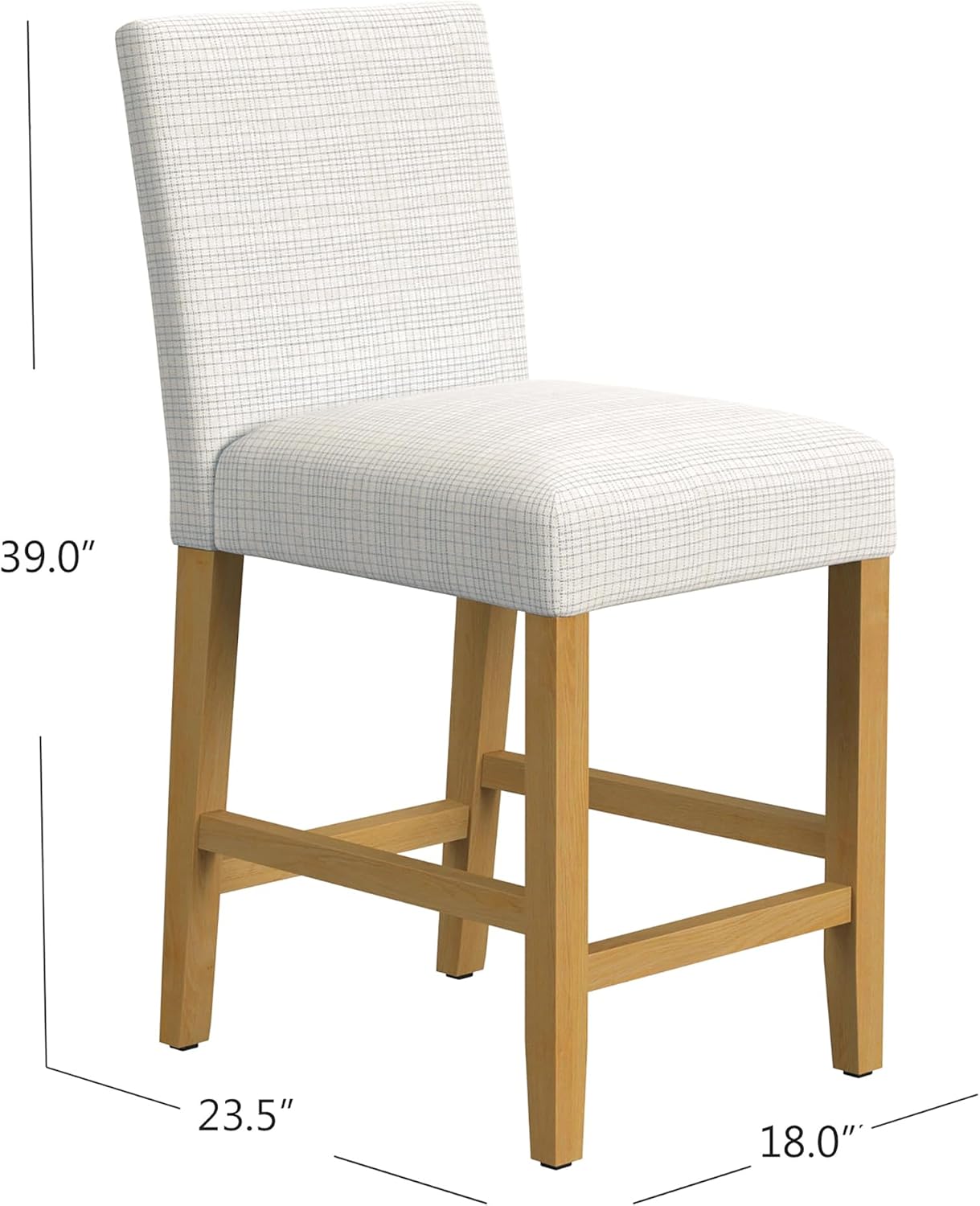 HomePop Classic Counter Stool, 24-Inch, Cream Grid Pattern