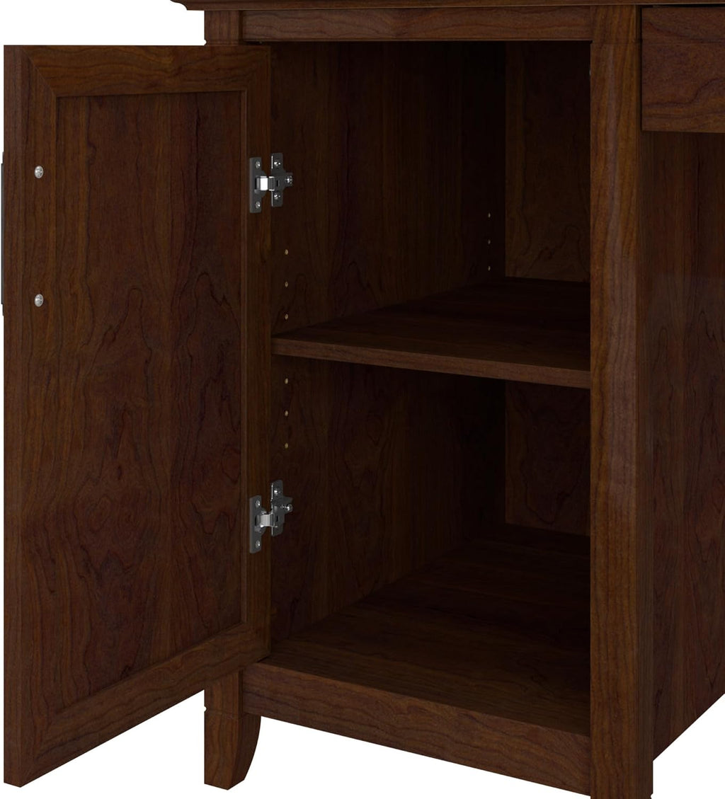 Bush Home Key West Computer Desk with Storage | Farmhouse PC Table for Home Office in Bing Cherry | 54W x 24D