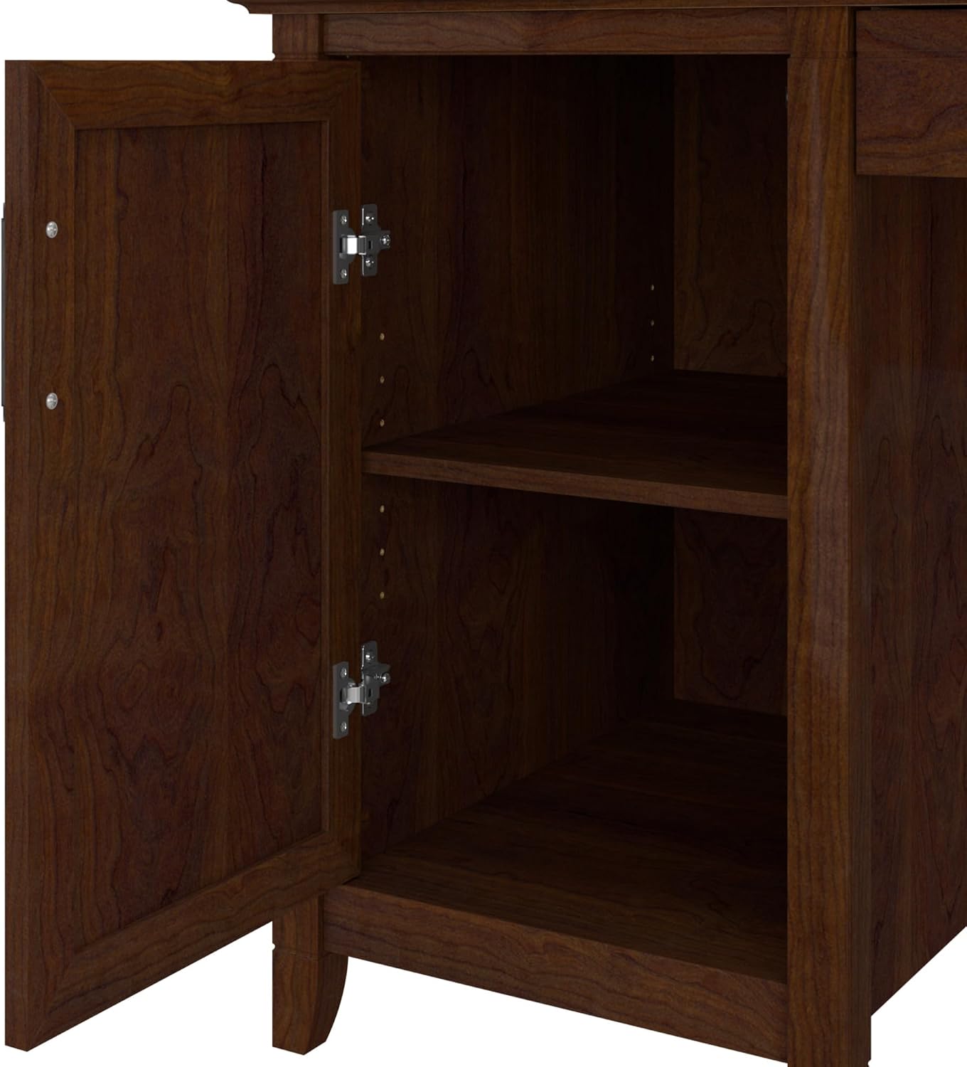 Bush Home Key West Computer Desk with Storage | Farmhouse PC Table for Home Office in Bing Cherry | 54W x 24D