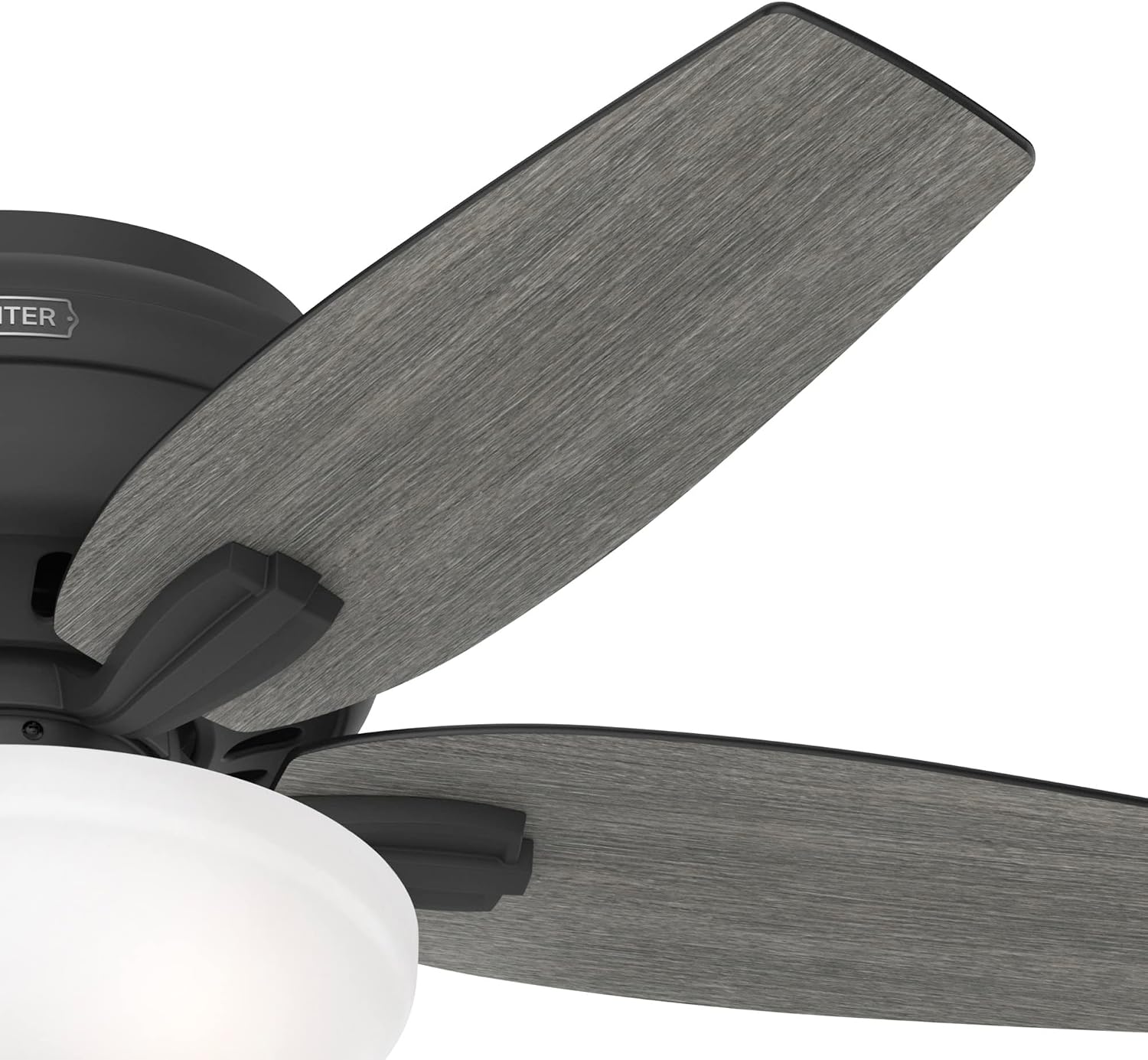 Hunter 42 inch Indoor Ceiling Fan with LED Light - Black Ceiling Fan with Pull Chain, For Bedroom or Living Room, Low Profile Flush Mount, No Remote, 5 Blades - Newsome 52394, Matte Black