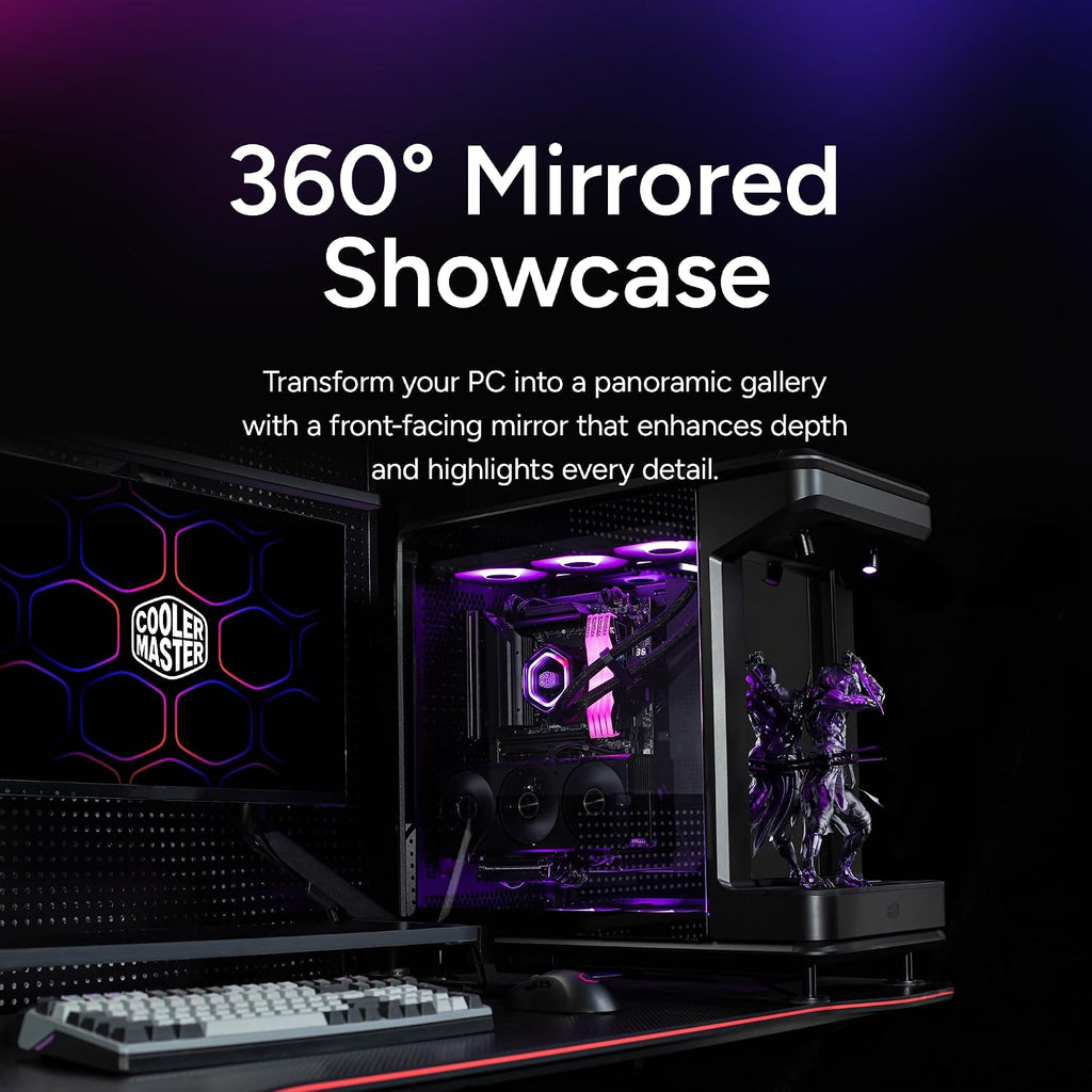 Cooler Master MasterFrame 360 Stage Mirror ATX Mid-Tower PC Case – Front Showcase Stage with Spotlight & Mirror, Supports 430mm GPUs & 360mm Radiators, PCIe 5.0 Ready, Up to 12x120mm Fans, USB-C