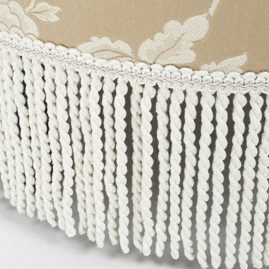 Jennifer Taylor Home Yolanda Collection Traditional Modern Cotton Blend Hand Tufted with Cord and Fringe Round Ottoman, Neutral 24' x 14'