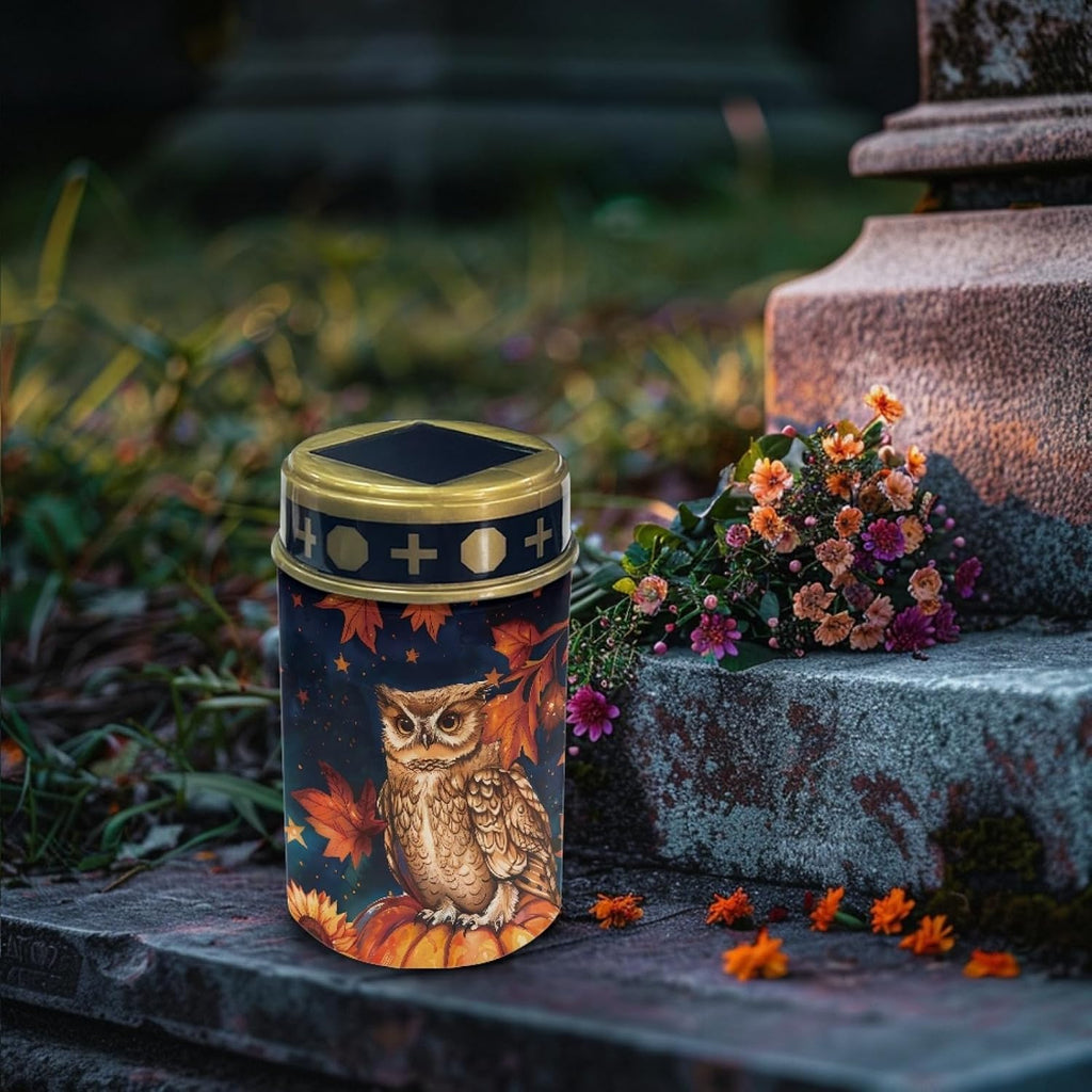 Autumn Fall Owl Solar Garden Lights Outdoor Waterproof Thanksgiving Decor Set of 10,Solar Stake Lights for Yard Patio Driveway Lights Outdoor Landscape Lighting
