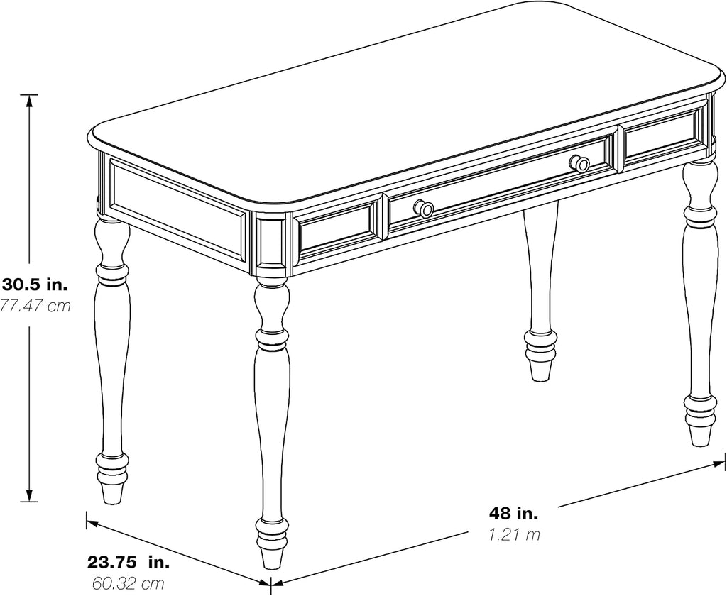 OSP Home Furnishings Country Meadows 48 Inch Writing Desk with Drawer, Antique White