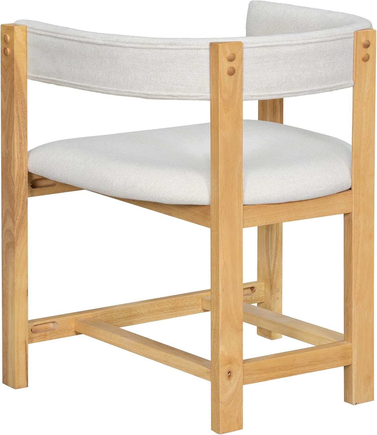 Christopher Knight Home Set of 2 Arley Modern Fabric Upholstered Dining Armchair, Sturdy Wooden Kitchen Side Chair with Ergonomic Backrest and Footrest, Soft Padded Barrel Accent Chair, Beige+Natural