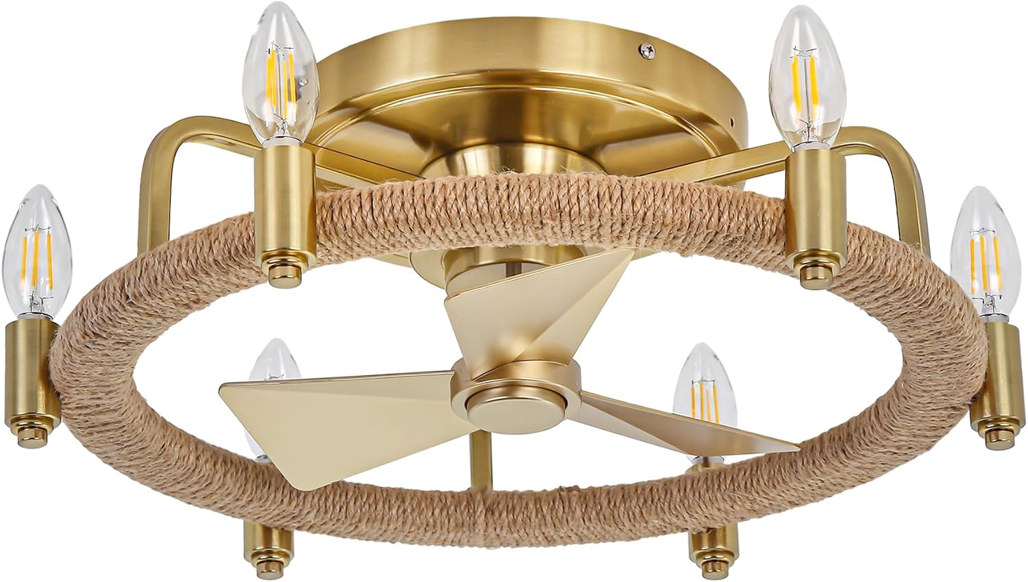 Parrot Uncle Ceiling Fans with Lights and Remote, Gold Chandelier Ceiling Fan with Light for Bedroom, Flush Mount Farmhouse Ceiling Fans Indoor Outdoor, Reversible 3 Blades, Noiseless, ETL