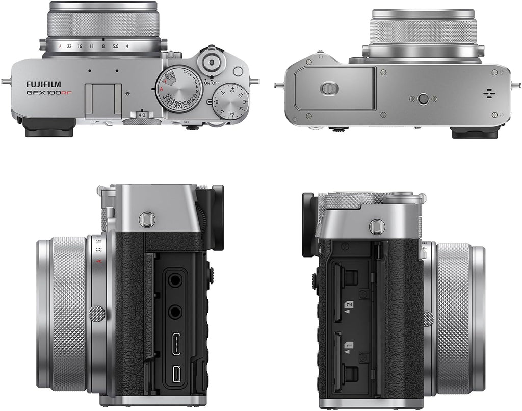 FUJIFILM GFX100RF 102MP Large Format Mirrorless Digital Camera, Powerful Compact Rangefinder Style, 4K/30p Video, AI Autofocus, 35mm F4 Lens, Built-in ND Filter, 20 Film Simulation Bundle (Silver)