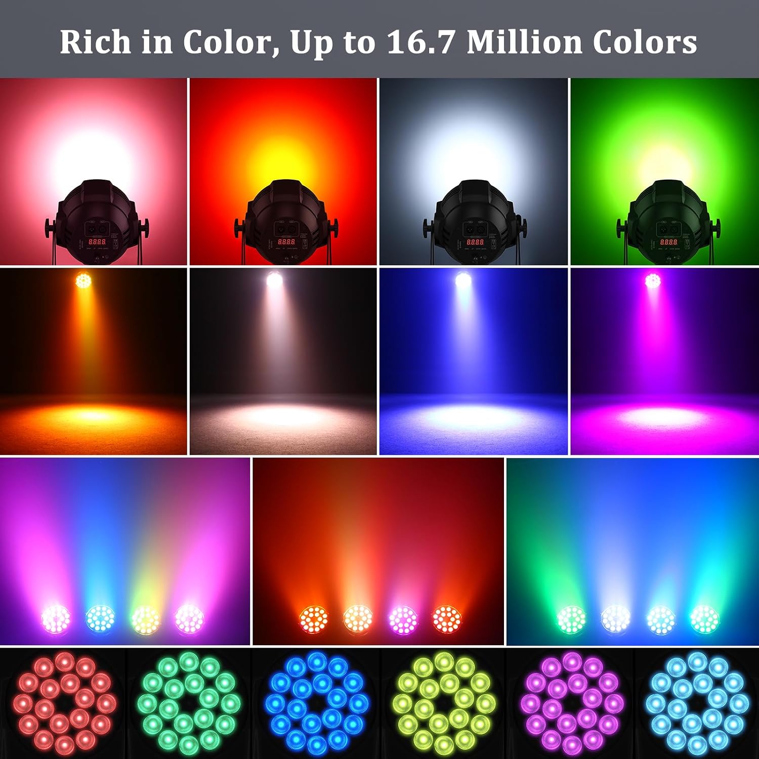 4-Pack Par Lights DJ Stage Light 18X10W 4 in 1 Spotlight with DMX Sound Activated Control DJ Uplighting for Wedding,Parties