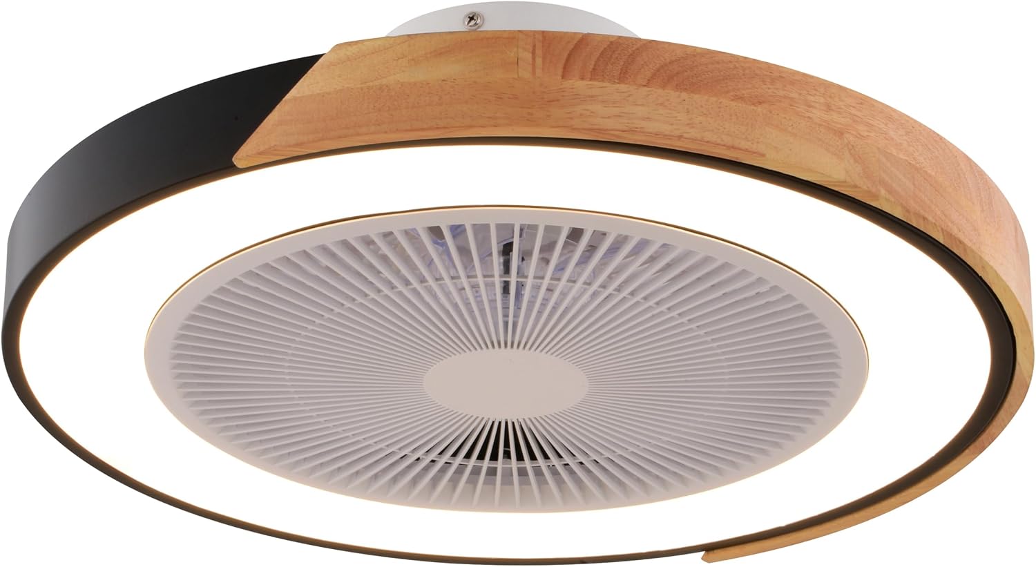 VAXCEL Everette 20 in. Matte Black Indoor Low Profile Flush Mount Contemporary Ceiling Fan with Clear Blades, Dimmable Integrated LED Light Kit and Remote Control, 6 Speed, Energy Efficient DC Motor
