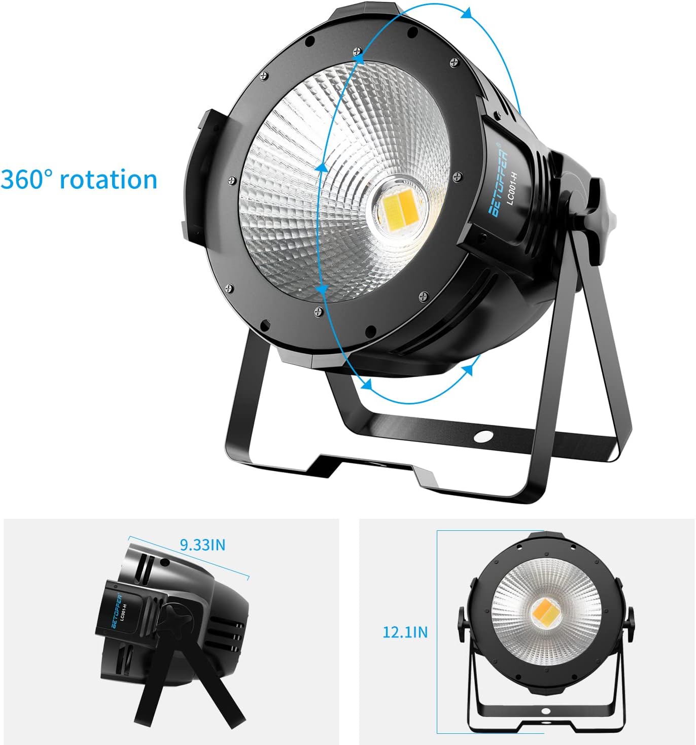 BETOPPER White Stage Par Lights w/Barndoor Professional 100W COB Spotlight Bright DJ Light Strobe Lighting for Church,Parties,Wedding,Therter,Live Events,Stage etc. (1)