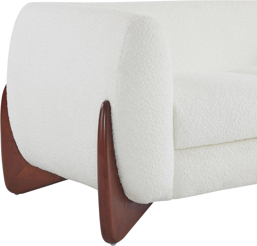 Christopher Knight Home Alma 63' Boucle Loveseat with Wood Legs, 2 Seater Sofa Couches for Living Room, Upholstered Couch Chair, Soft Seating Lounge Sofa Chair, Cozy Loveseat with Armrest, Beige