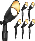 GKOLED 6 Pack LED Low Voltage Spotlights, 12V Landscape Lighting, Outdoor Mini Size Spot Light, Waterproof Directional Up Lights for Garden Yard, Metal Stake, Die-cast Aluminum, 9W 3000k CRI90 Black