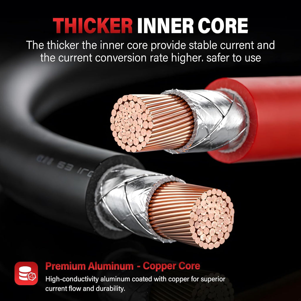 0 Gauge 16FT Jumper Cables for Heavy Duty Trucks & Cars, 1000A Booster Cables with Copper-Clad Aluminum Wire, Heavy-Duty Clamps, Flexible PVC, for 12V & 24V Gas or Diesel Vehicles
