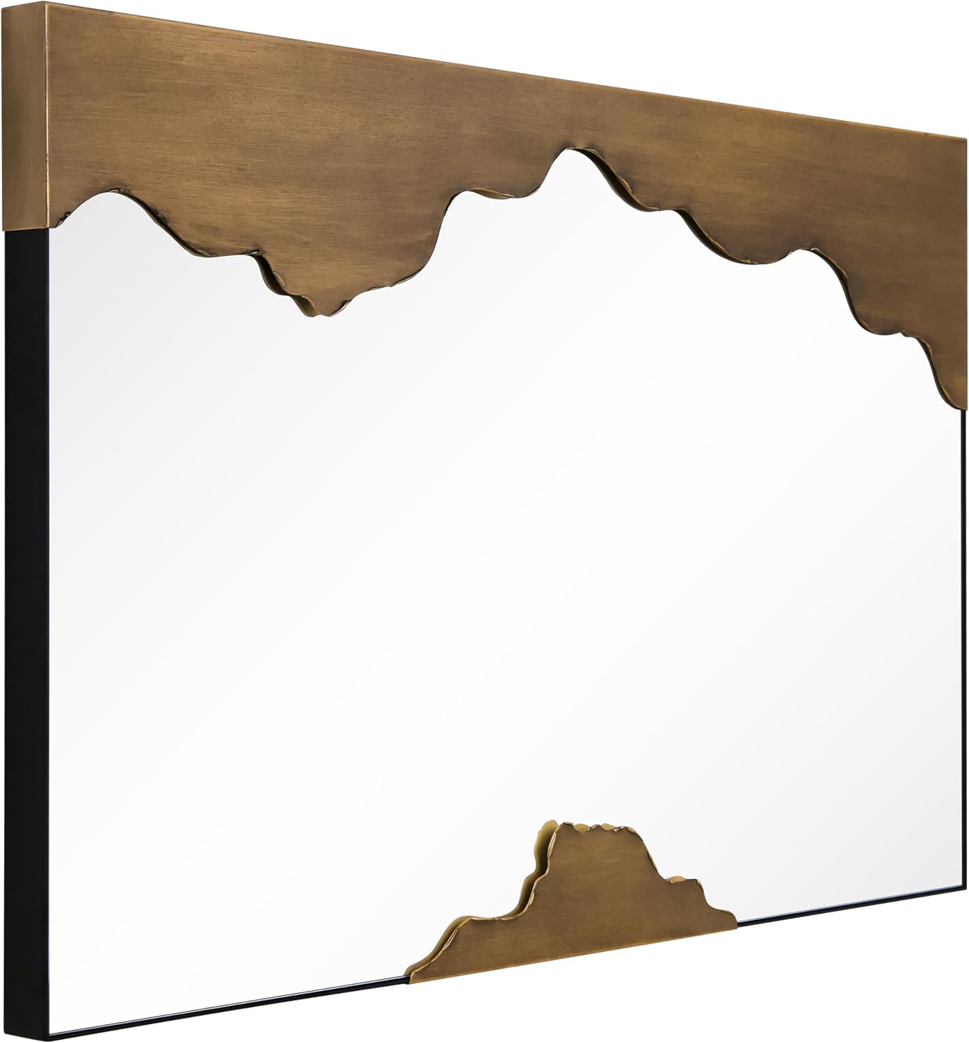 Empire Art Direct Antique Gold Edge Tear Rectangular Wall Mirror Featuring a Brushed Antique Iron Frame with Unique Edge Tear Design Accent, Ready to Hang, Living Room, Bedroom & Office