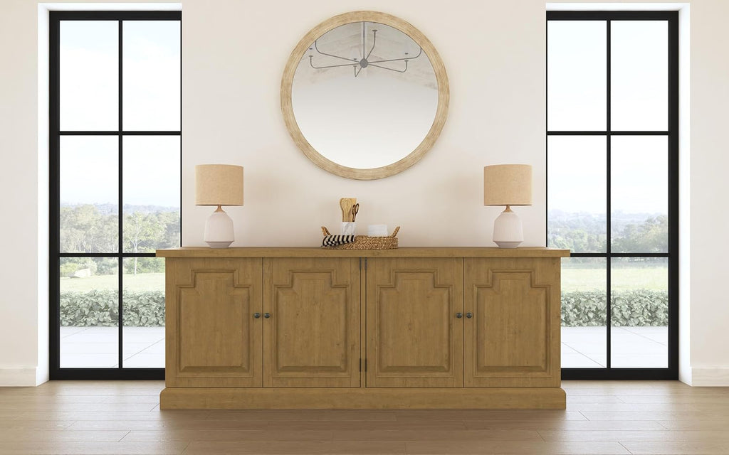 Coaster Home Furnishings - Florence - 4-Doors Solid Wood Buffet Storage Cabinet - Sideboard with Drawers - Dining Room & Kitchen Storage - Rustic Honey - 180205