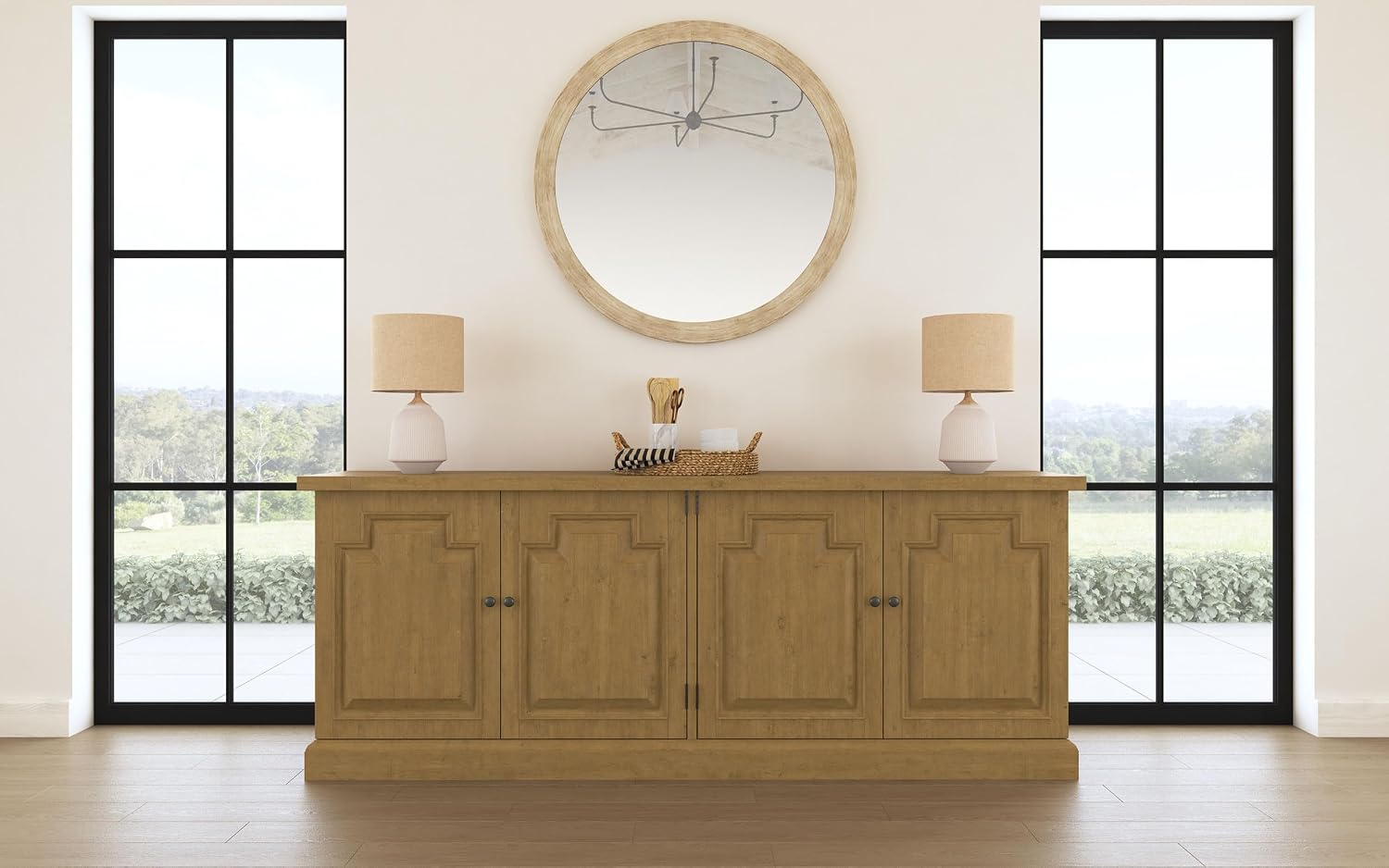 Coaster Home Furnishings - Florence - 4-Doors Solid Wood Buffet Storage Cabinet - Sideboard with Drawers - Dining Room & Kitchen Storage - Rustic Honey - 180205