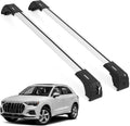 ERKUL Roof Rack Cross Bars for Audi Q3 2019-2025 | Aluminum Crossbars with Anti Theft Lock for Rooftop | Compatible with Flush Rails - Silver