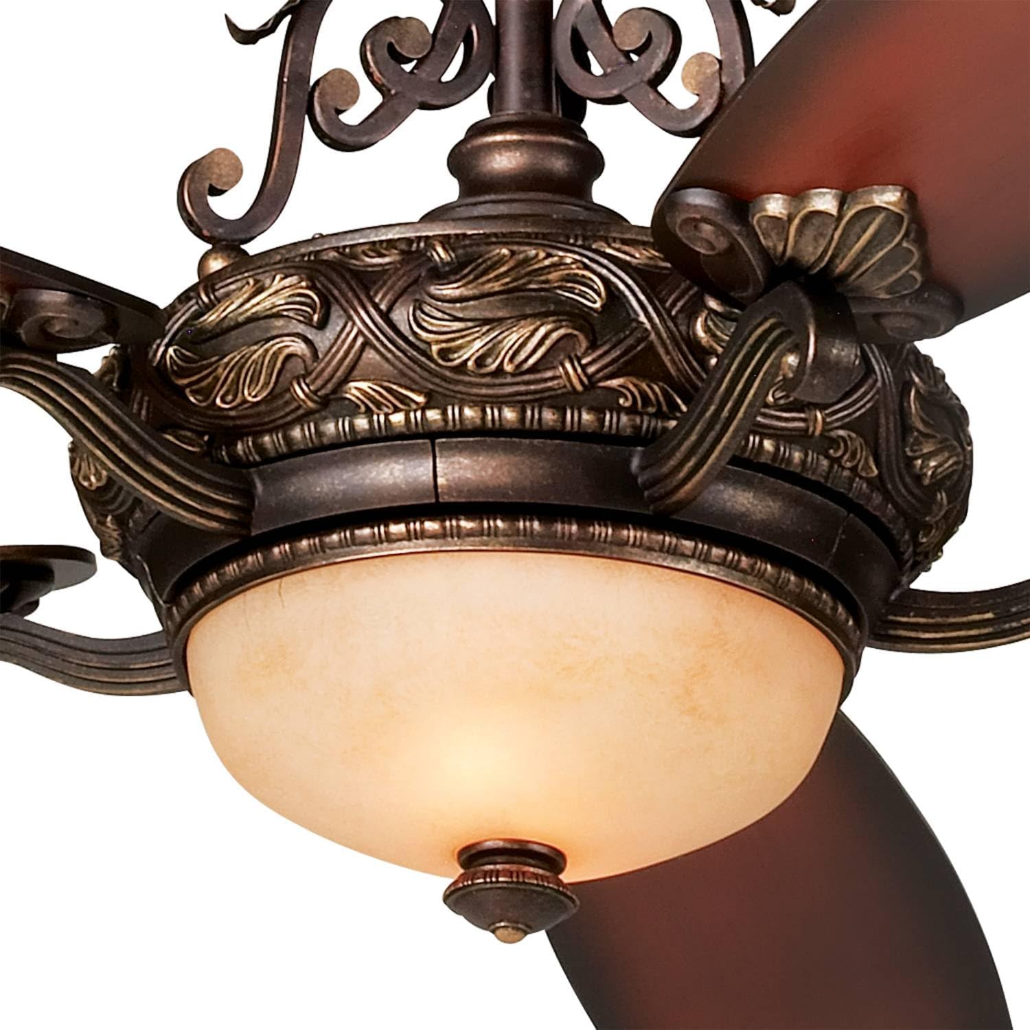Casa Vieja 56' Casa Esperanza Vintage Antique Indoor Ceiling Fan 5 Blade LED Light Remote Control Bronze Gold Motor Brown Teak Finish Blades Bedroom Living Room Kitchen Includes 36' Downrod