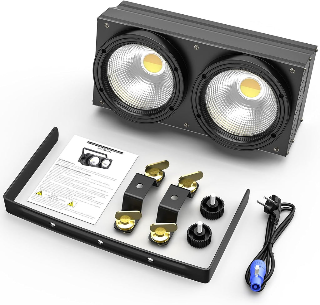 200W Blinder Stage Lights, 2-in-1 Warm & Cool White COB Spotlights, LED Par Lights with Auto/Sound/DMX/Master-Slave Audience Light for Events Wedding Theater Church Concert Party 12 Packs